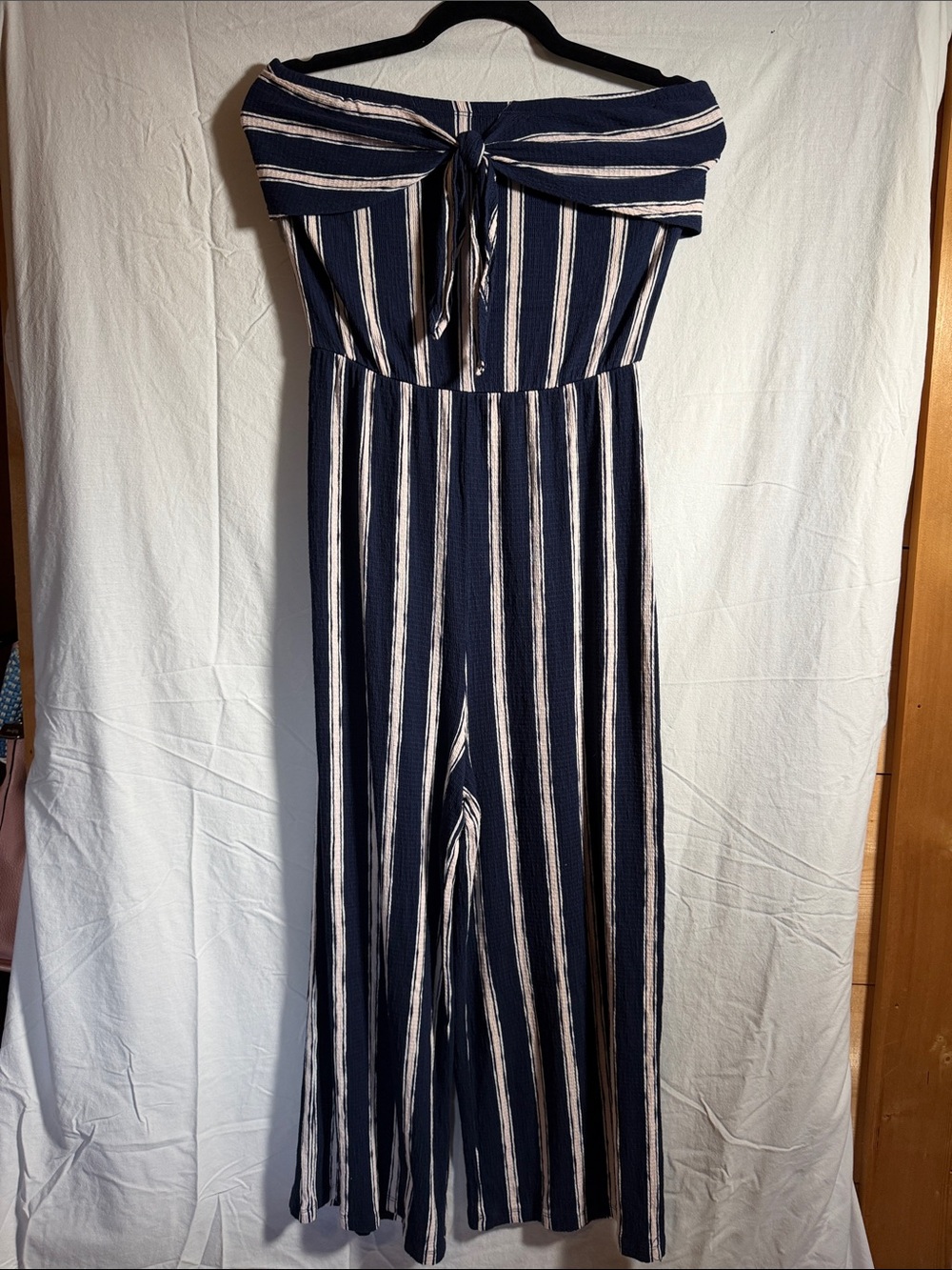 Love Tree Navy and White Striped Strapless One-Piece